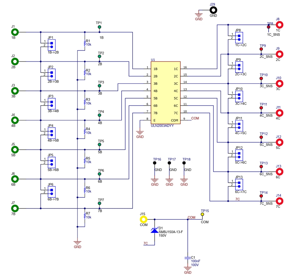 Schéma - Texas Instruments Module d'évaluation ULN2003ADYYEVM